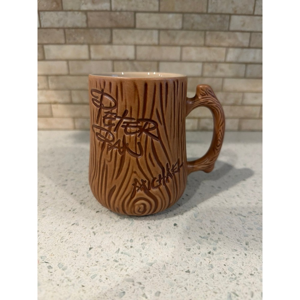 Disney Parks Peter Pan Peter Pan Was Here Tree Bark Ceramic Coffee Mug new